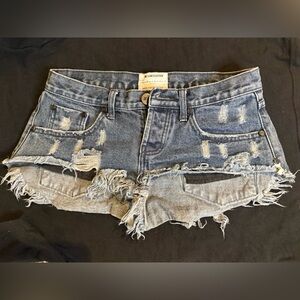 One Teaspoon Blue Denim Shorts